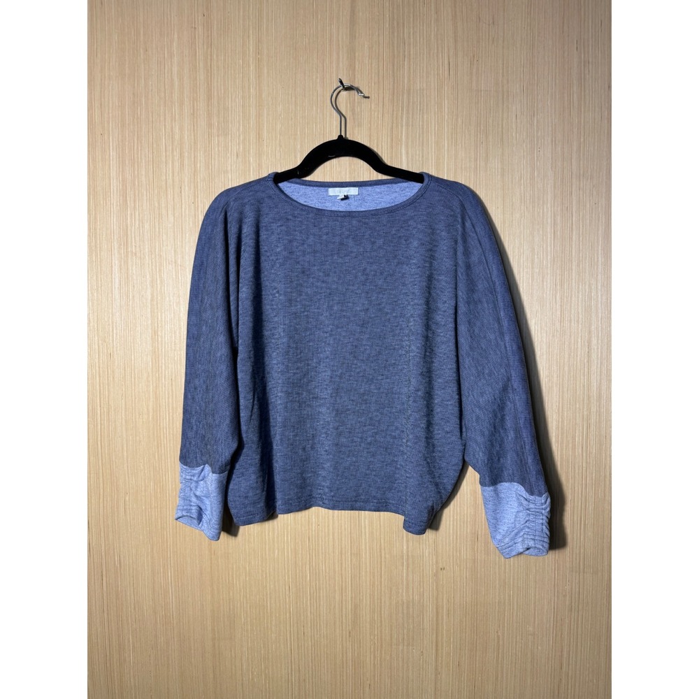Calme Johnny Was Blue Heather Relaxed Boat Neck Long Sleeve Top Size S
